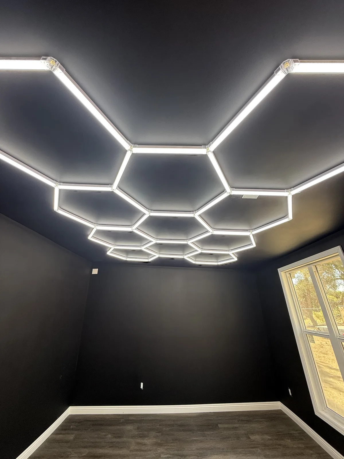 Hexagon LED Ceiling Light Installation (photo 1)