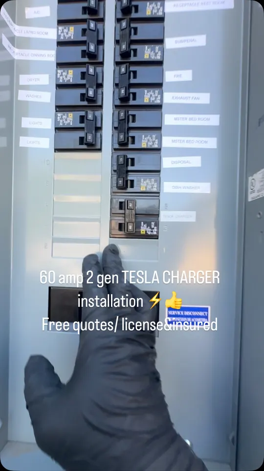 60-amp Tesla charger install